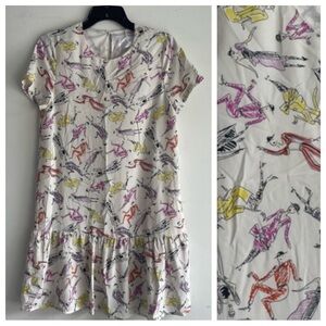 New! Anonyme Doris cream fashion sketch print dress nwt 33031
